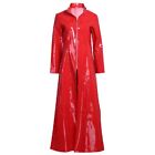 Men Women Black Pvc Leather Long Trench Coat Jacket Sexy Dress Cosplay Party