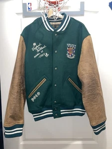 Polo Ralph Lauren RLFC Letterman Varsity Jacket Leather Sleeves Mens XL - Picture 1 of 11