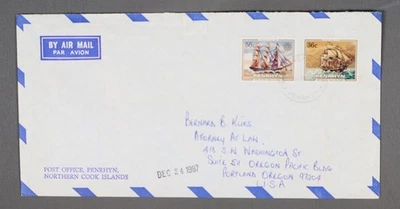 MayfairStamps Penrhyn 1987 envío alto a Portland o cubierta de correo aéreo aau_75807 Foto 1 de 2