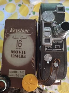 Cámara de película Keystone A-12 de siete velocidades 16 mm de colección con lente F2,5 - Imagen 1 de 1
