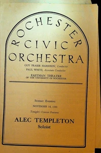 Alec Templeton Rochester NY Civic Orchestra Program November 14 1943 - Picture 1 of 3