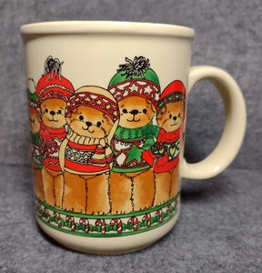 Vintage 80er Weihnachten Pullover Bären 10 Unzen Kaffeebecher von Lucy Rigg Enesco - Bild 1 von 8