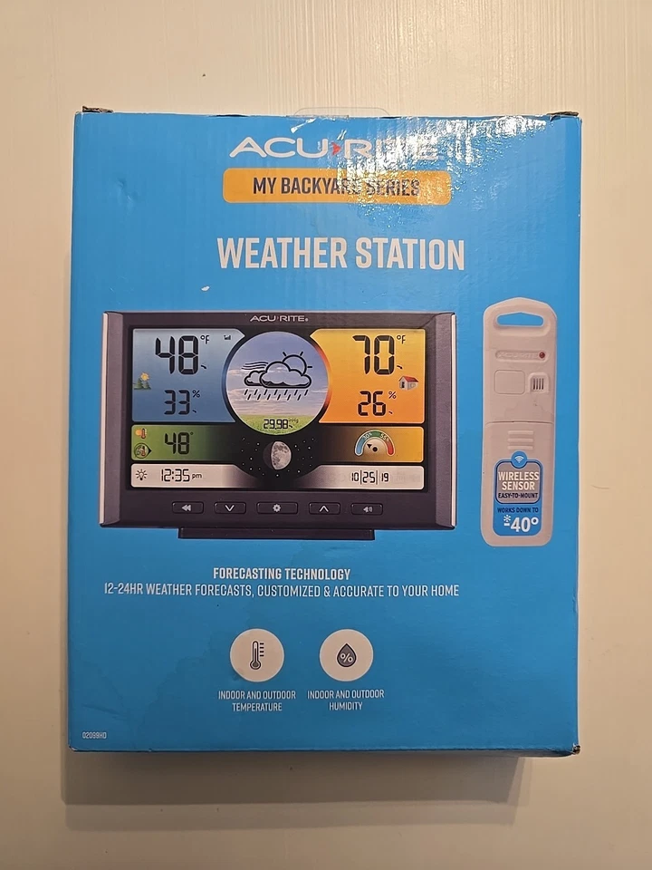 NEW! Weather Station by AcuRite Alarm Forecaster Wireless Digital Color Display - Image 1 of 2