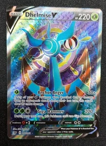 Pokemon TCG Dhelmise V Full Art Holo Sword & Shield Base English 2020 NM 187/202 - Foto 1 di 17