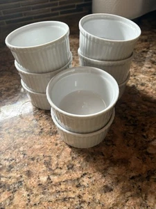 Apilco porcelain france white Ribbed Dishes Sz1 S/8 - Picture 1 of 5