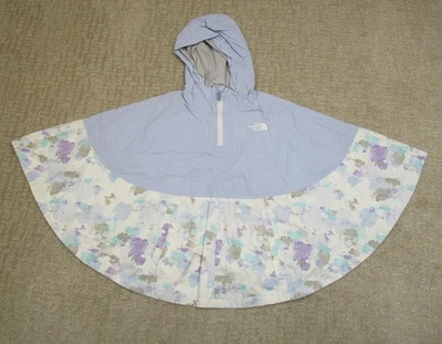 North Face Rain Cape Girls Small Lavender Hooded Watercolor Print Poncho Jacket - Image 1 of 4