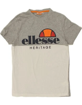 ELLESSE Mens Heritage Graphic T-Shirt Top XS Grey Colourblock LE01 - Image 1 of 4