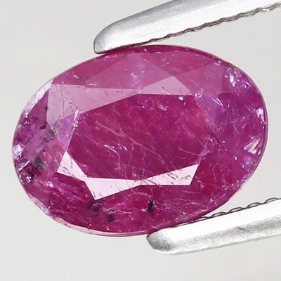 1.03ct  7x5mm Oval 100%Natural Unheated Purplish Red Ruby Guinea, Africa - Image 1 of 4