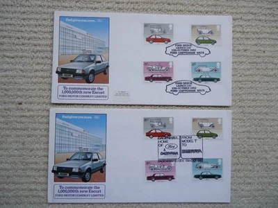 2X 1982 FORD MOTOR COMPANY BRITISH CARS FDCs. Dagenham & Chippenham postmarks. - Image 1 of 4