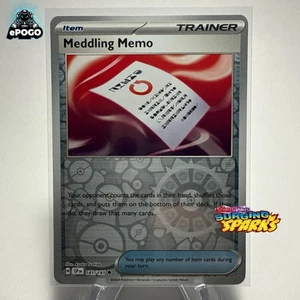 Meddling Memo 181/191 Holograma Inverso Pokemon Juego de Cartas Coleccionables Surging Sparks Como Nuevo ENVIADO HOY - Imagen 1 de 2