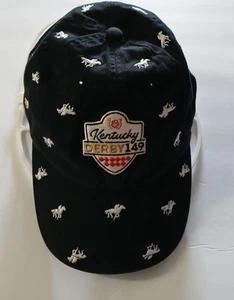 Kentucky Derby Hat Cap Strap Back Black White Horse Embroidered Womens OS Event - Picture 1 of 16