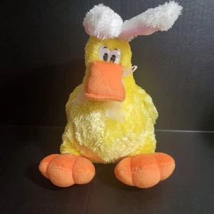 2004 WishPets LESLEY the Duck Wearing Rabbit Ears Pink Bow Easter Stuffed Animal - Picture 1 of 9