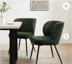 Dusk Mabel Dark Olive Velvet Set of 2 Dining Chairs BRAND NEW IN BOX BNIB - Picture 1 of 4