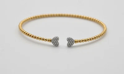 Gabriel & Co 14K  Yellow White Gold Bujukan Diamond Hearts Split Cuff  Bracelet - Image 1 of 4