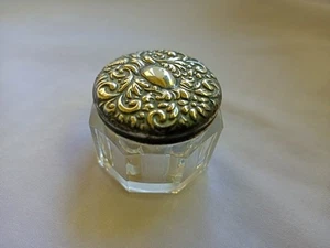 Antike Jugendstil Glas Kommode Gefäß Sterling Silber Deckel Fehler - Bild 1 von 13