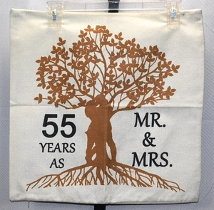 Kissenbezug "55 Jahre als Mr & Mrs" Familie Liebe Herzen Größe 17" x 17" Neu ohne Etikett - Bild 1 von 2