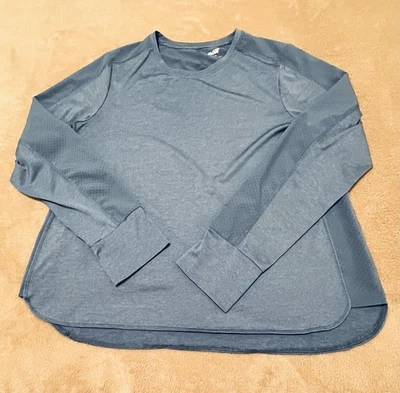   Avia Active Athletic Shirt Womens L 12-14 Blue Long Sleeve Thumbhole Stretch - Image 1 of 4
