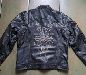 Harley Davidson LARGE Herren RALLY RIDER Ziegenleder Leder Motorrad Reitjacke - Bild 1 von 24