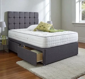 ORTHOPAEDIC DIVAN BED SET AND MATTRESS AND HEADBOARD 3FT 4FT6 DOUBLE 5FT KING - Picture 1 of 5
