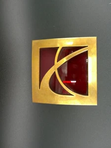 GOLD Saturn 3.25" Square Emblem Badge Sky Logo Design Classic Genuine Rear - Picture 1 of 11
