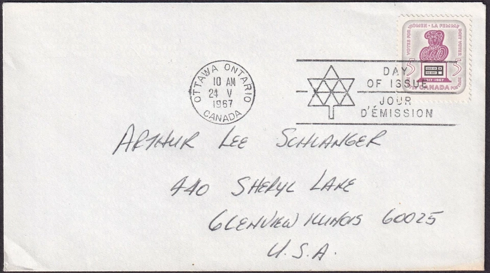 CANADA 1967 FIRST DAY COVER, SYMBOIC WOMAN AND BALLOT  - Image 1 of 1