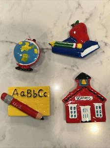 School/Teacher Theme Button Covers, Set Of 4, Globe, Book, School, Writing Pad - Picture 1 of 2