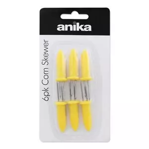 6 x Yellow Corn On The Cob Skewer Holders Fork Set Double Metal Prong Kitchen - Picture 1 of 1