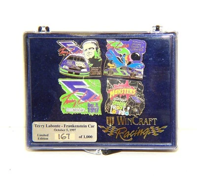 VINTAGE SET OF 4 WINCRAFT RACING TERRY LABONTE FRANKENSTEIN CAR PINS - Image 1 of 4