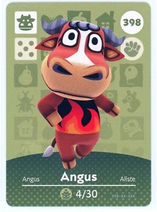 Angus #398 - Amiibo Card - Animal Crossing Series 1 - Authentic Nintendo - Picture 1 of 2
