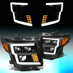 For 2016-2022 Nissan Titan XD LED DRL/ Signal Projector Headlight Lamps Black