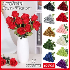 10X Simulation Artificial Rose Flower Flowers Silk Bouquet Wed Party Decorations - Picture 1 of 35