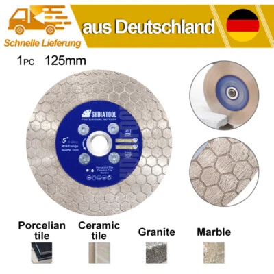 SHDIATOOL Diamanttrennscheibe 125mm Fliesensägeblatt M14 Flansch Winkelschleifer Keramik