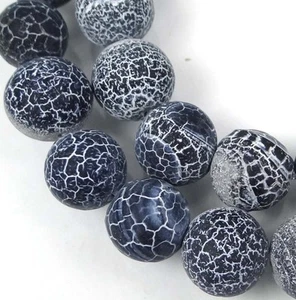 10mm Black Frost Matte Fire Crab Agate Round Beads (19) - Picture 1 of 3