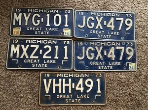 1973 Michigan License Plates 5 Of Them Pair Included - Picture 1 of 2