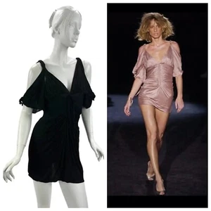 S/S 2003 Tom Ford para Gucci Negro Mini Kimono Vestido 40 - Imagen 1 de 10