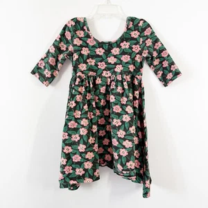 Taylor Joelle Girls Floral Dress Size 6 Half Sleeve Scoop Neck Fit & Flare - Picture 1 of 7