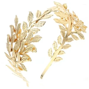 Gold Leaf Headband Bride Weddinq Crown Bridal Gold Leaf Crown Goddess Tiara G... - Picture 1 of 9
