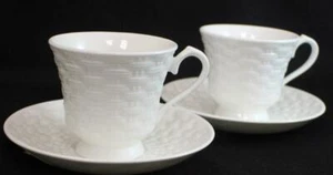 Aynsley BELLEEK BASKETWEAVE 2 Cup & Saucer Sets Bone China MINT CONDITION - Picture 1 of 6