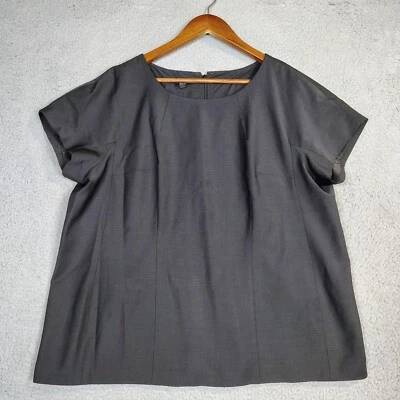 Talbots Top Women's 16W Black Cap Sleeve Lined Blouse Preppy Minimalist Career - Image 1 of 4