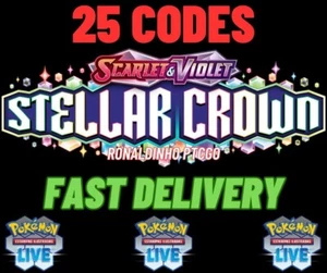 25x Stellar Crown Codes Booster Pokémon TCG LIVE - PTCGL - SENT FAST - Picture 1 of 1