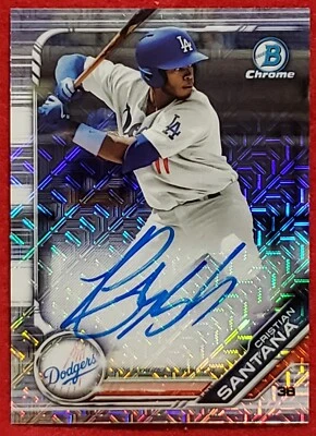2019 BOWMAN CHROME CRISTIAN SANTANA TARGET MEGA BOX MOJO REFRACTOR AUTO BMA-CS - Image 1 of 2