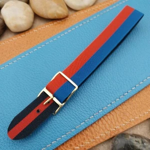 Vintage 16mm Perlon 1960s Reversible Red Black Blue Single Pass NOS Watch Band - Picture 1 of 7
