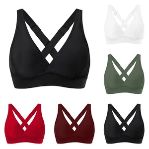 Women Elastic Swimwear Tops Underwire Full Coverage Bikini Top Push Up Swim - Picture 1 of 39