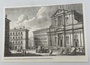 Clipping Illustrazione Roma G.Vasi Chiesa Sant'Ignazio progettata dal Raguzzini - Picture 1 of 1