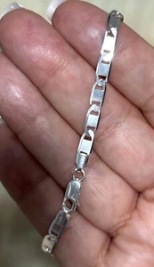 Elegante pulsera de eslabones Nawabi de plata 925 hecha en Italia real 8 pulgadas 4 mm - Caja de regalo - Imagen 1 de 4