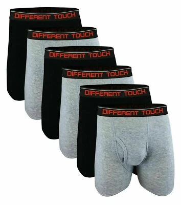 6 pack Men's Big Tall LONG LEG Boxer Briefs 3X-4X-5X-6X USA Size DIFFERENT TOUCH - Image 1 of 4