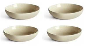 4pc Reactive Glaze Stoneware Pasta Bowls Natural Serving Crockery Salad Plates - Picture 1 of 4