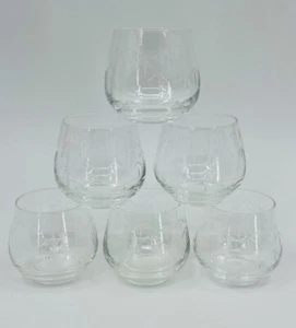Vintage MCM Set Of 6 Noritake Sasaki Etched Bamboo Roly Poly Glasses Punch Tiki - Picture 1 of 8