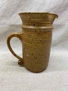 Signierter Studio Kunstkeramik Steinzeug braun gesprenkelte Glasur Krug Krug primitiv - Bild 1 von 7