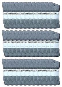 Heavy Duty Cotton Crew Socks Unisex Kids Bulk Wholesale Sock (10-13,240 Pk Gray) - Picture 1 of 2